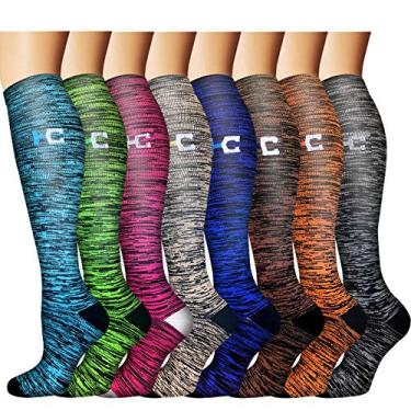 Imagem de Meias de compressão de cobre médicas para circulação, unissex, 8 pares, 20-30 mmHg, excelentes para corrida e ciclismo