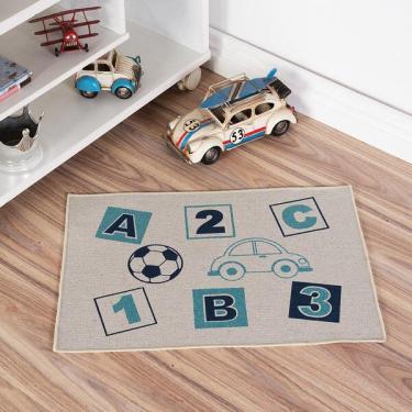 Imagem de Tapete Infantil Areia Abc Azul 45x70cm