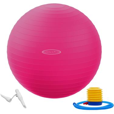 Imagem de BalanceFrom Bola de exercício antiestouro e antiderrapante bola de ioga bola de fitness bola de parto com bomba rápida, capacidade de 900 g (78-85 cm, 2GG, rosa)