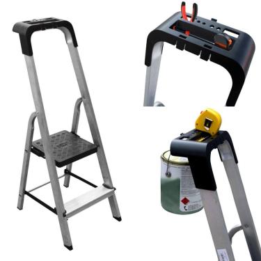 Imagem de Escada Doméstica 2 Degraus em Alumínio Botafogo PRO ESC0022