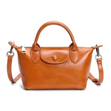Imagem de Bolsa feminina de couro legítimo, bolsa de ombro, bolsas, bolsa transversal com alça ajustável, Laranja