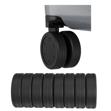 Imagem de TUCANA Capas de silicone para rodas de bagagem para malas ou rodízios de cadeira de escritório, elásticas, silenciosas e à prova de choque (preto), Cinza, Natureza