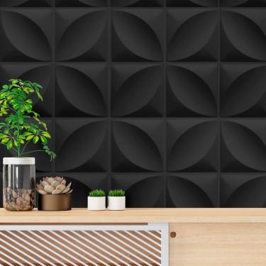 Imagem de Kit c/50 Placas de PVC Pétala Preta efeito Gesso Alto Relevo Lavável 50cm X 50cm
