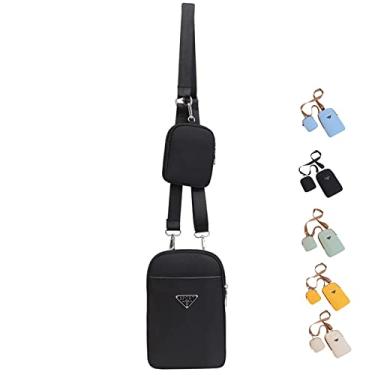 Imagem de Valentoria Bolsa transversal pequena para celular, carteira mensageiro de viagem, casual, esportiva, bolsa de moedas com zíper, Preto