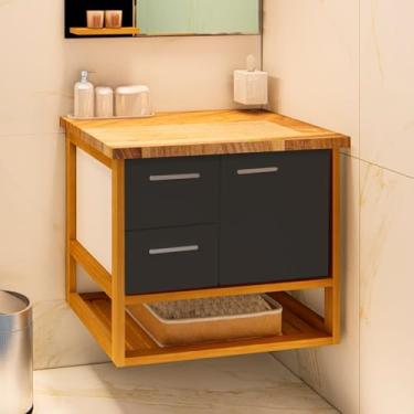 Imagem de Gabinete Toucador Para Banheiro Pretty 69,5cm Sem Cuba Branco/Grafite