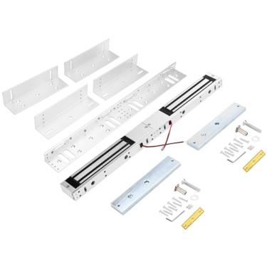 Imagem de Fechadura de porta dupla de 280 kg / retenção magnética de 600 libras, fechadura comercial eletromagnética, 12 V, indicador LED quando fechado, opções NO/NC, para sistema de controlo de