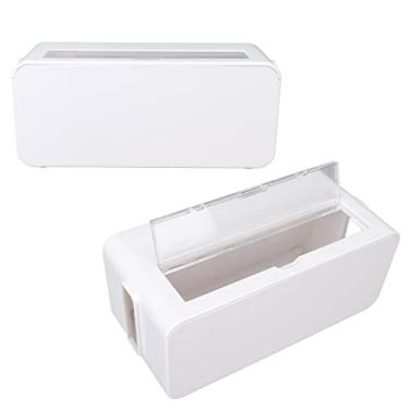 Imagem de Caixa Organizadora de Fio de Soquete, Caixa de Plástico Multiuso, Design de Botão Dupla Face, Bela Decoração, 26,8x12,5x11cm, Material de, Adequado para Decoração (Branco)