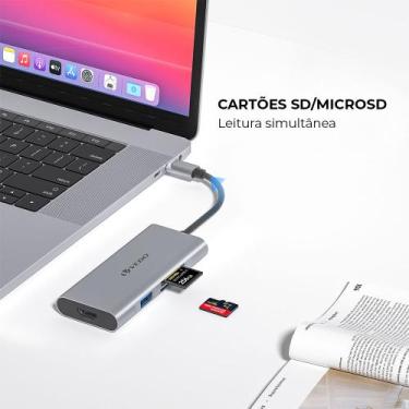 Imagem de Hub Adaptador 7 Em 1 Com Usb 3.0 5 Gbps Usb-c Hdmi Cartão Sd Micro Not