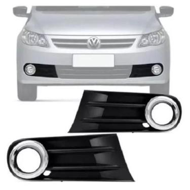 Imagem de Par Grade Parachoque Milha Gol Saveiro Voyage G5 Aro Cromado - 5259374