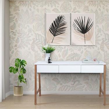 Imagem de Aparador Escrivaninha Paris em Madeira Maciça e Mdf Natural/Cinza