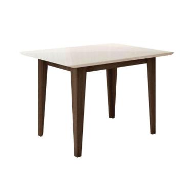 Imagem de Mesa Para Sala De Jantar 120cm Retangular Tampo Chanfrado Kate Poliman Amêndoa Com Off White