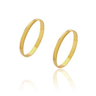 Imagem de Par de Alianças de Casamento Diana Ouro Abaulada Lisa 2mm 1,5g - JoiaU