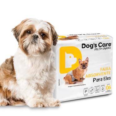 Imagem de DOG’S CARE Fralda Descartável Para Cães Machos - Fralda Absorvente Para Cachorros Idosos e Filhotes - Tamanho P - Cintura de 22 a 33cm - 6 Unidades