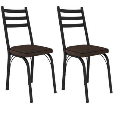 Imagem de Kit 2 Cadeiras para Cozinha Tubular D-13 Nara de Aço - Artefamol, Pret