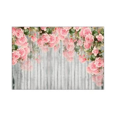 Imagem de Fundo Fotográfico 2,20 x 1,50 - Efeito Madeira com Flores Fine Art 071