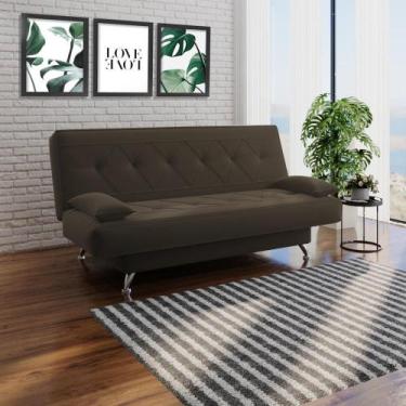 Imagem de Sofá Cama 1,80m Iara Suede Marrom  Madelina Decor