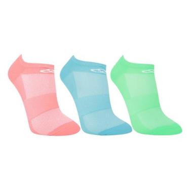 Imagem de Kit Meia Olympikus Neon 3 Pares Masculino, Verde, Laranja, 39/44