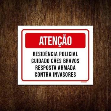 Imagem de Kit 5 Placa Sinalização - Atenção Residência Policial - Sinalizo