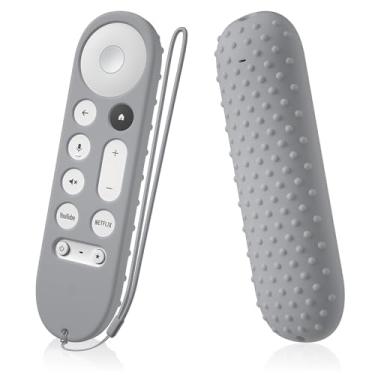 Imagem de AKSHFETH Capa de controle remoto para Google TV Streamer 4K Remote 2024 Google GY3LE capa protetora de silicone com cordão (cinza)