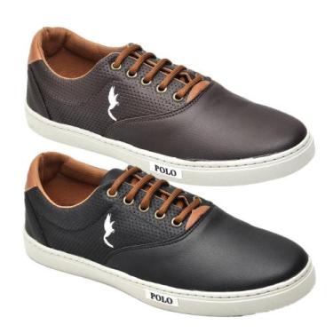 Imagem de Kit 2 Sapatênis Masculino Polo Blu Conforto Leve Dia a Dia, 41, Preto,
