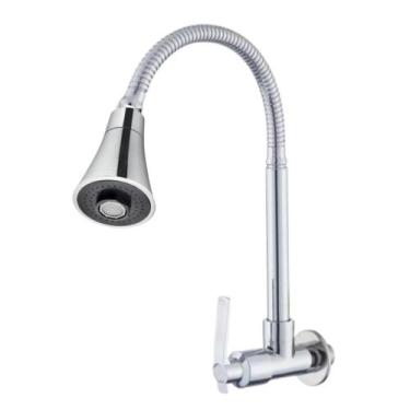 Imagem de Torneira Cozinha Pia Gourmet Parede Flexível Metal Inox - DeckCasa