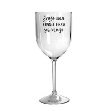 Imagem de 6 Taças Vinho Acrílico Personalizadas Transparentes Cerveja - Krystalo