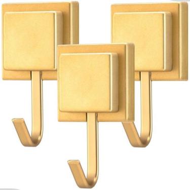 Imagem de Kit 3 Gancho Cabide Suporte Porta Toalha de Parede Banheiro 3M Dourado