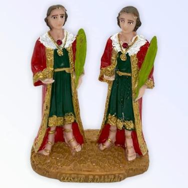 Imagem de Meta Atacado, Imagem Católica Artesanal em Resina Média-Escolha seu Santo Cor:São Cosme Damião 10 cm