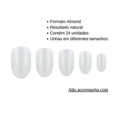 Imagem de Kit 24 Unhas Postiças E Naturais Modelo Almond Marco Boni, Transparent