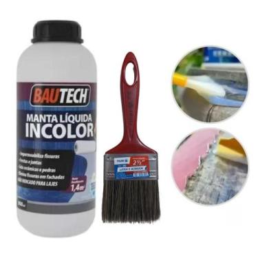 Imagem de Manta Líquida Impermeabiliza 900ml Incolor Bautech + Pincel 2.1/2" Pol
