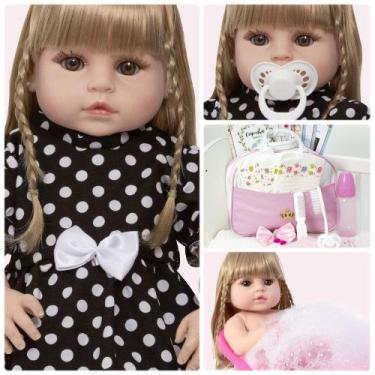 Imagem de Bebê Reborn Realista Menina Loira Pode Dar Banho Enxoval - Cegonha Reb