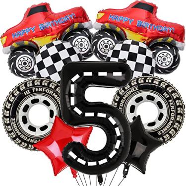 Imagem de Monster Truck Party Decorations, 9pcs Monster Truck Birthday Number Foil Balloon for Monster Truck 5th Birthday Race Car Theme Party Supplies (5th)