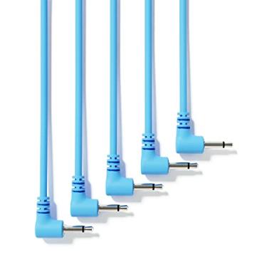 Imagem de ExcelValley - Pacote com 5 - Cabos de Patch Mono Modular de Ângulo Reto - Sintetizador Eurorack de 3,5 mm 1/8" [Azul | 120 cm - 47,24"]
