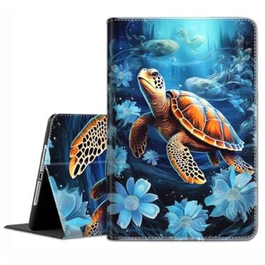 Imagem de Capa para Samsung Galaxy Tab A9 Plus 28 cm 2023 (SM-X210/X216/X218) – Capa fina com função hibernar/despertar automática para Galaxy Tab A9+ 11 polegadas 2023, mundo subaquático, tartarugas marinhas