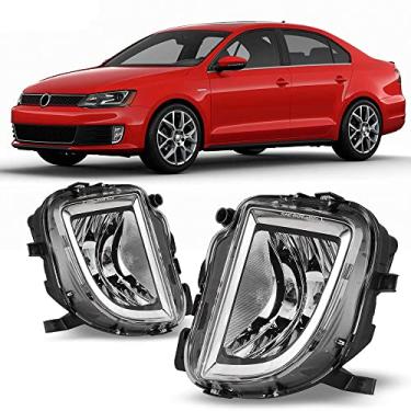 Imagem de CPW Faróis de neblina OEM adequados para Volkswagen GTI 2010-2014, faróis de neblina de condução de motorista e passageiro para Volkswagen Jetta GLI 2011-2015 com lâmpadas de halogêneo H8 12V35W