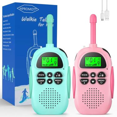 Imagem de Walkie Talkies HPROMOT recarregável de 2 canais para crianças de 3 a 12 anos