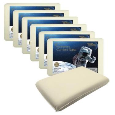 Imagem de Kit 6 Travesseiro Comfort Nasa Viscoelástico Sono Comfort Massageador 