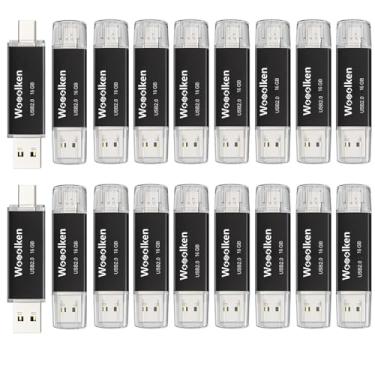 Imagem de Pacote com 20 unidades flash USB C de 16 GB, pen drive Wooolken 2 em 1 tipo C, cartão de memória USB 2.0 duplo compatível com iPhone 16/15, smartphone, tablet, computador