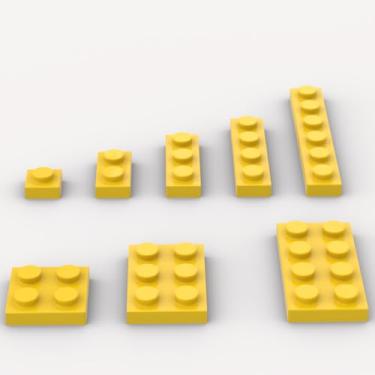Imagem de Classic Building Plate Assortment Pack, 100Pcs Yellow Bulk Plates with 8 Size Building Plate Base Plate, Compatible with Lego Parts and Pieces, Building Bricks, for Most Brands(Color:Yellow)