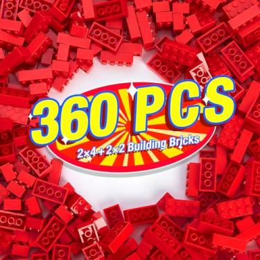 Imagem de MANNIDOO 360 Pieces Building Bricks, Classic Basic Flats Parts and Pieces - 2x4 Brick x200 and 2x2 Brick x160, Moc Building Bulks Compatible with All Major Brands, Red