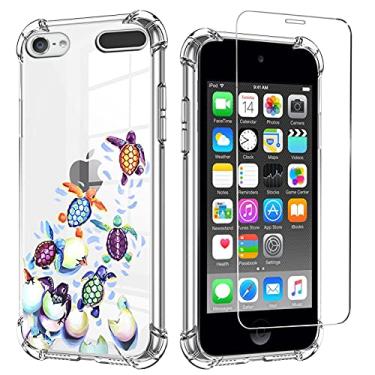 Imagem de ZIYE Compatível com iPod Touch 5/6/7, protetor de tela transparente, capa protetora à prova de choque para iPod Touch 5/6/7, padrão de tartaruga marinha