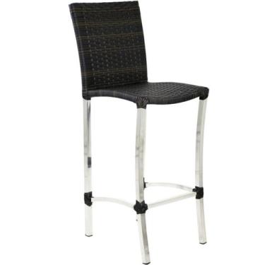 Imagem de Banqueta Alta em Alumínio Com Encosto Balcão Cozinha Mesa Trama, Pedra