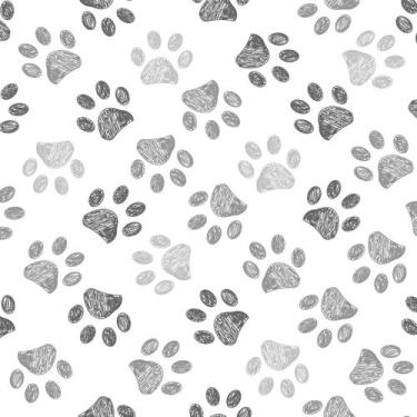 Imagem de Papel de Parede para Pet Shop Patinhas de Cachorro Cinza 57x270cm - Qu