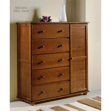Imagem de Comoda madeira macica uma porta e cinco gavetas ref 33 - TORNEADO SÃO 