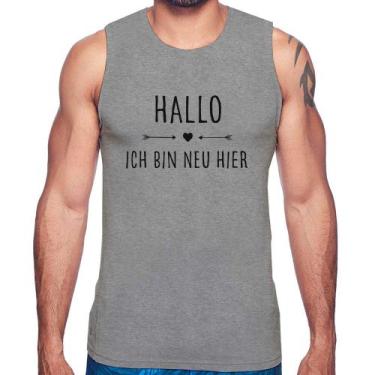 Imagem de Regata Hallo, Ich Bin Neu Hier - Foca na Moda, Cinza, G