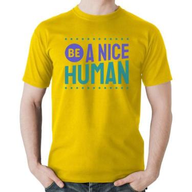 Imagem de Camiseta Algodão Be A Nice Human  - Foca na Moda, Amarelo, P