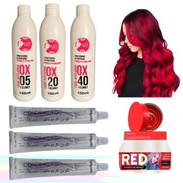 Imagem de Kit Cabelos Red Matizador 250g + 3 Tinta C/ 1 Ox - Juzy Cosméticos, 55