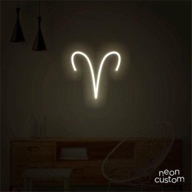 Imagem de luminaria letreiro Neon Led Signo Áries 50x50 luminoso decoração p/ se