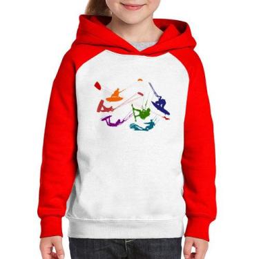 Imagem de Moletom Infantil Kite Surf Freestyle - Foca na Moda, Branco, Vermelho,
