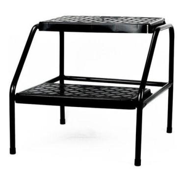 Imagem de Escada Auxiliar Metálica 2 Degraus Estética Maca Preta - HATTEN